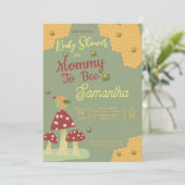 かわいい緑の黄色の赤いママへビー赤ちゃんシャワー 招待状 (スタンド正面)