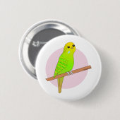 かわいい緑のBudgie 缶バッジ (正面&裏面)