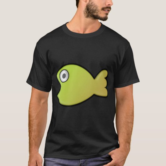 かわいい緑または黄色の魚 Tシャツ (正面)