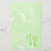 かわいい緑ガーリーの新生児足跡 便箋 (正面)