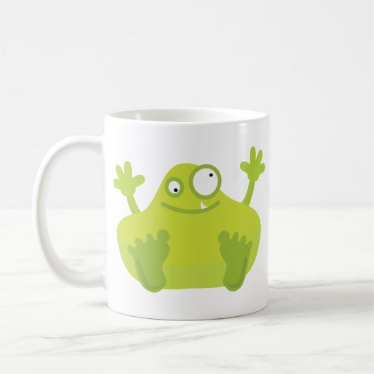 かわいい緑モンスターのマグ コーヒーマグカップ (左)