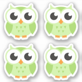 かわいい緑色のフクロウのシール シール