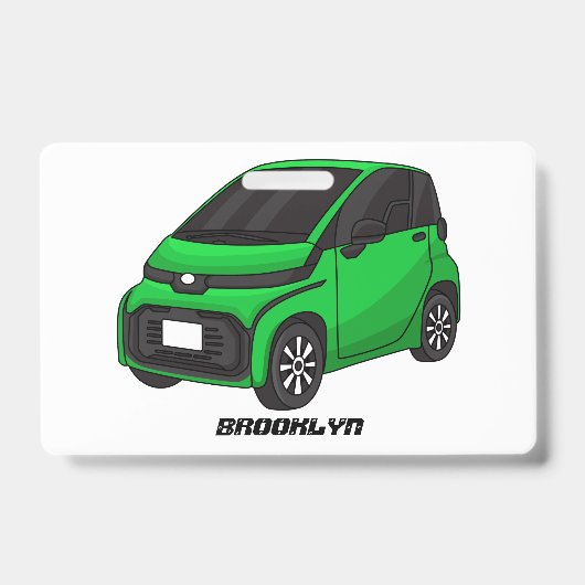 かわいい緑色の超小型車 バッジ (正面)
