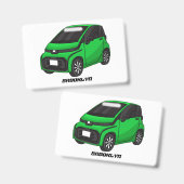 かわいい緑色の超小型車 バッジ (正面＆裏面)