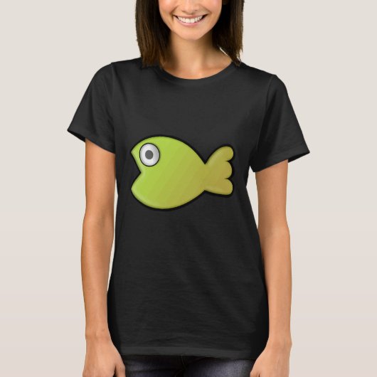 かわいい緑色または黄色い魚 Tシャツ (正面)