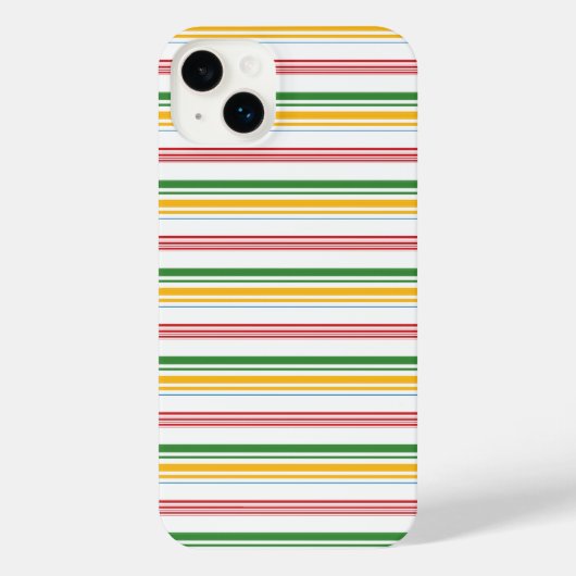 かわいい緑黄色のストライプ iPhoneケース (裏面)