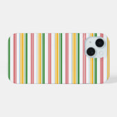 かわいい緑黄色のストライプ iPhone 15ケース (裏面横)