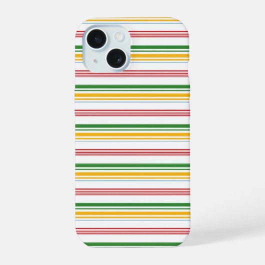 かわいい緑黄色のストライプ iPhone 15ケース (裏面)