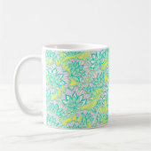 かわいい緑黄色の花柄 コーヒーマグカップ (左)
