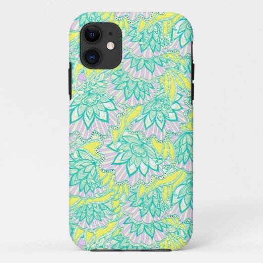 かわいい緑黄色の花柄 Case-Mate iPhoneケース (裏面)