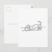かわいい線画のソーセージ犬 ポストカード (正面/裏面)