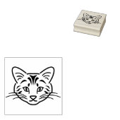 かわいい線画の子猫の顔の輪郭 ラバースタンプ (押印)