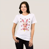 かわいい編みぐるみウサギ トライブレンドTシャツ (正面全面)