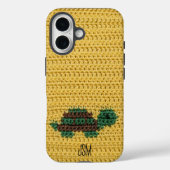 かわいい編みぐるみカメのイニシャルモノグラムカスタムデザイン Case-Mate iPhoneケース (裏面)