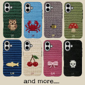 かわいい編みぐるみカメのイニシャルモノグラムカスタムデザイン Case-Mate iPhoneケース