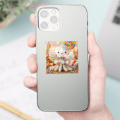 かわいい編みぐるみタコとキャンディランド シール (スマートフォン)