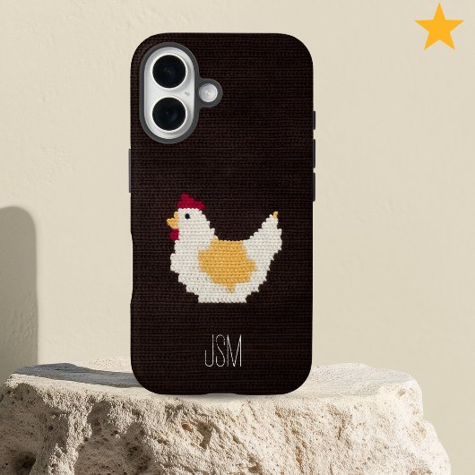 かわいい編みぐるみニワトリのイニシャルモノグラムカスタムデザイン  Case-Mate iPhoneケース