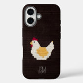 かわいい編みぐるみニワトリのイニシャルモノグラムカスタムデザイン  Case-Mate iPhoneケース (裏面)
