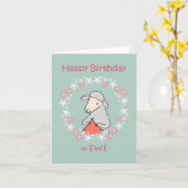 かわいい編み物おもしろい羊ハッピーバースデートゥエ カード (黄色い花)