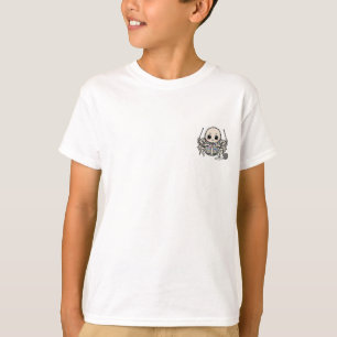 かわいい編み物クモの虹のマフラー子供服 Tシャツ
