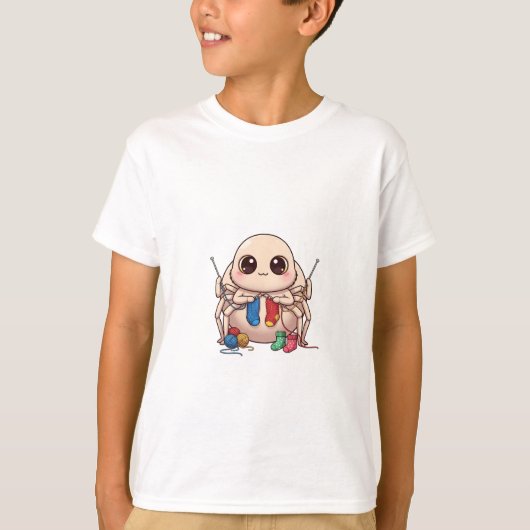 かわいい編み物クモキャラクター子供用 Tシャツ (正面)