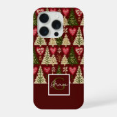 かわいい編み物スタイルのクリスマスツリーパターン iPhoneケース (裏面)