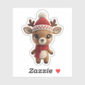 かわいい編み物トナカイクリスマスステッカー シール (シート)