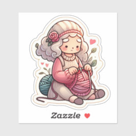 かわいい編み物ファンアートステッカー シール