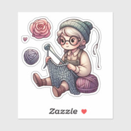 かわいい編み物ファンアートステッカー シール