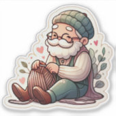 かわいい編み物ファンアートステッカー シール (正面)