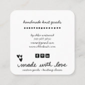 かわいい編み物レディカスタムーのニットグッズ スクエア名刺 (裏面)