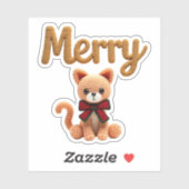 かわいい編み物風クリスマス猫ステッカー シール (シート)