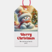 かわいい編集可能なクリスマススノーマン子供ギフトタグ ギフトタグ (裏面)