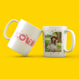 かわいい編集可能なパステルフローラ写真との愛 コーヒーマグカップ