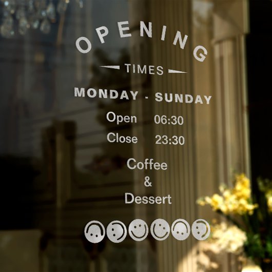 かわいい編集可能な営業時間窓用シール(カフェ用) ウィンドウサイン