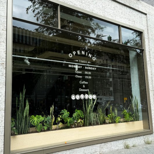 かわいい編集可能な営業時間窓用シール(カフェ用) ウィンドウサイン