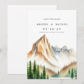 かわいい編集可能な山 セーブザデート (正面/裏面)