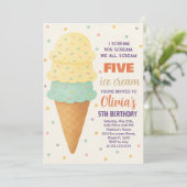 かわいい編集可能アイスクリームパーティの招待状 招待状 (スタンド正面)