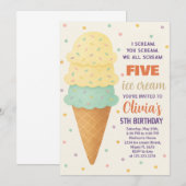 かわいい編集可能アイスクリームパーティの招待状 招待状 (正面/裏面)