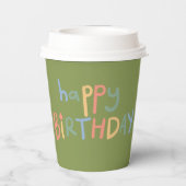 かわいい編集可能グリーンピクニック誕生日キッズガーデン 紙コップ (裏面)