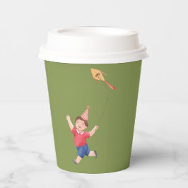 かわいい編集可能グリーンピクニック誕生日キッズガーデン 紙コップ