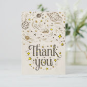 かわいい編集可能銀河系天空 サンキューカード (スタンド正面)