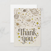 かわいい編集可能銀河系天空 サンキューカード (正面/裏面)