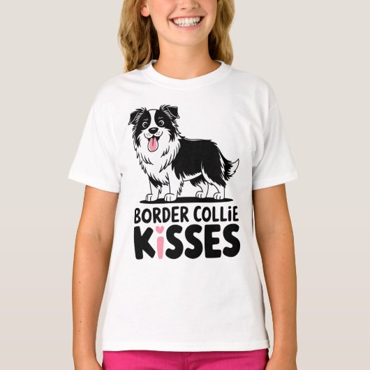 かわいい縁どコリーキス漫画の子犬の恋人 Tシャツ (正面)