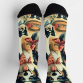 かわいい縁どコリーシームレス ソックス (上部)