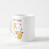 かわいい縁起猫 日本のまねきねこ コーヒーマグカップ (正面左)