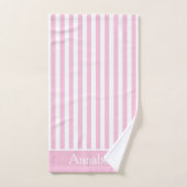 かわいい縦型ピンクと白ストライプ色 バスタオルセット (ハンドタオル)
