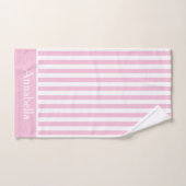 かわいい縦型ピンクと白ストライプ色 バスタオルセット (ハンドタオル)