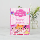 かわいい縫いぐるみ人形のバースデーパーティ招待状 招待状 (スタンド正面)