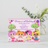 かわいい縫いぐるみ人形のバースデーパーティ招待状 招待状 (スタンド正面)